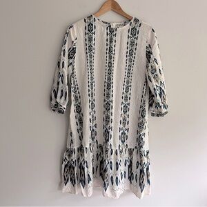 Lee Lin Cream Geometric Pattern Dress Cover Up Large
